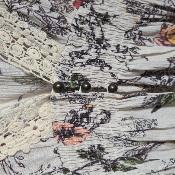 Coco Jamison Boho Floral Lace Trim Women's Rayon Kimono Size Large EUC - Picture 5 of 15